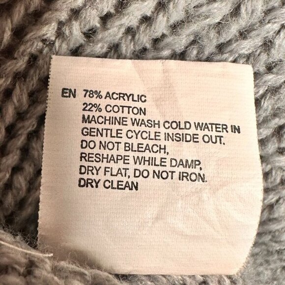 Alga Womens S/M Gray Knit Poncho Sweater Oversized Pockets Boho Boxy Open Sides - Picture 11 of 14